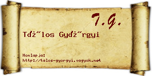Tálos Györgyi névjegykártya